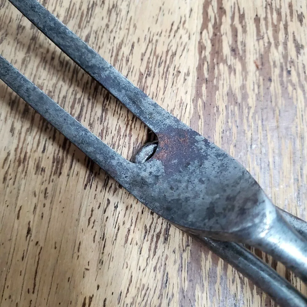 Antique Stag Antler Handle Meat Carving Serving Fork with Built-in Stand